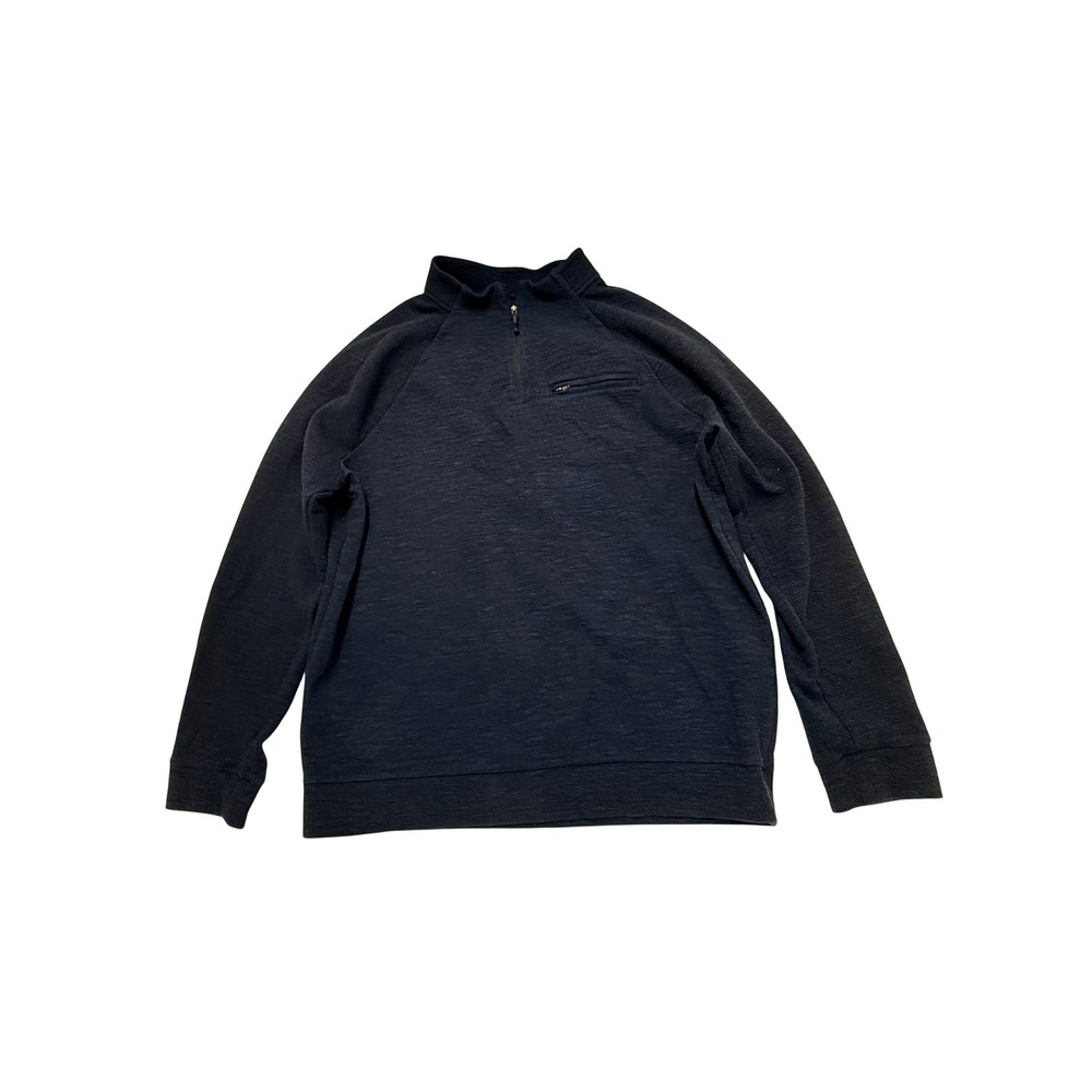 Marc Anthony Mens Slim Fit 1/4 Zip Pullover Sweater Navy Blue XL Chest Pocket